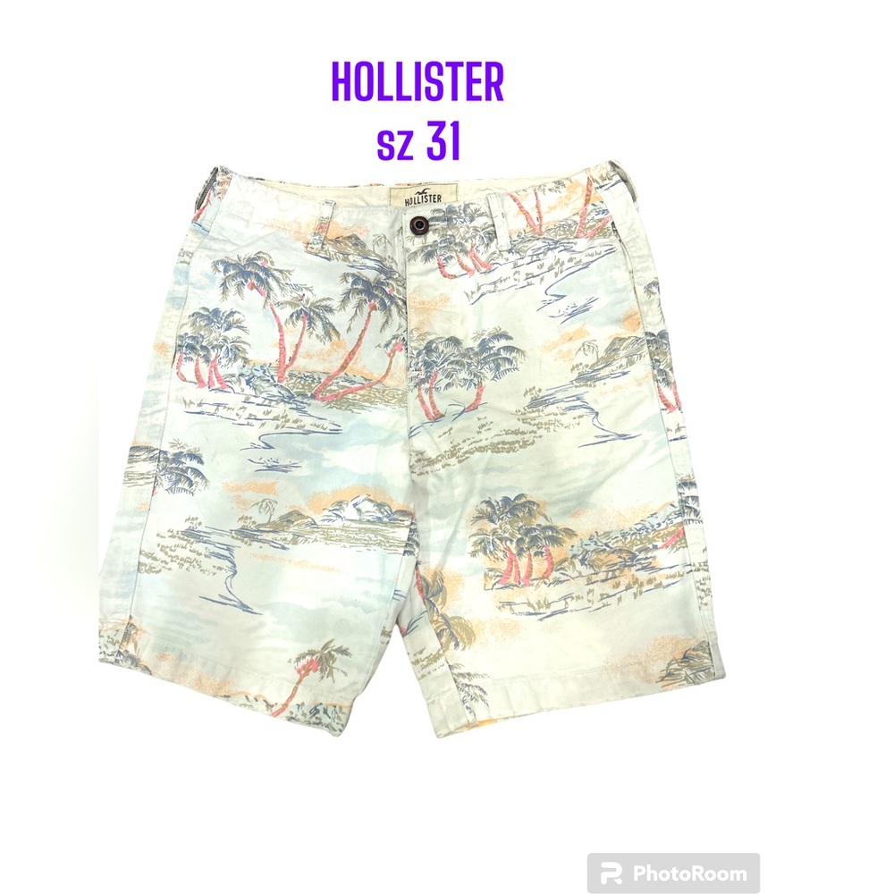 Hollister Tropical Palm Trees Cargo Shorts Sz 31 Soft Abercrombie & Fitch EUC